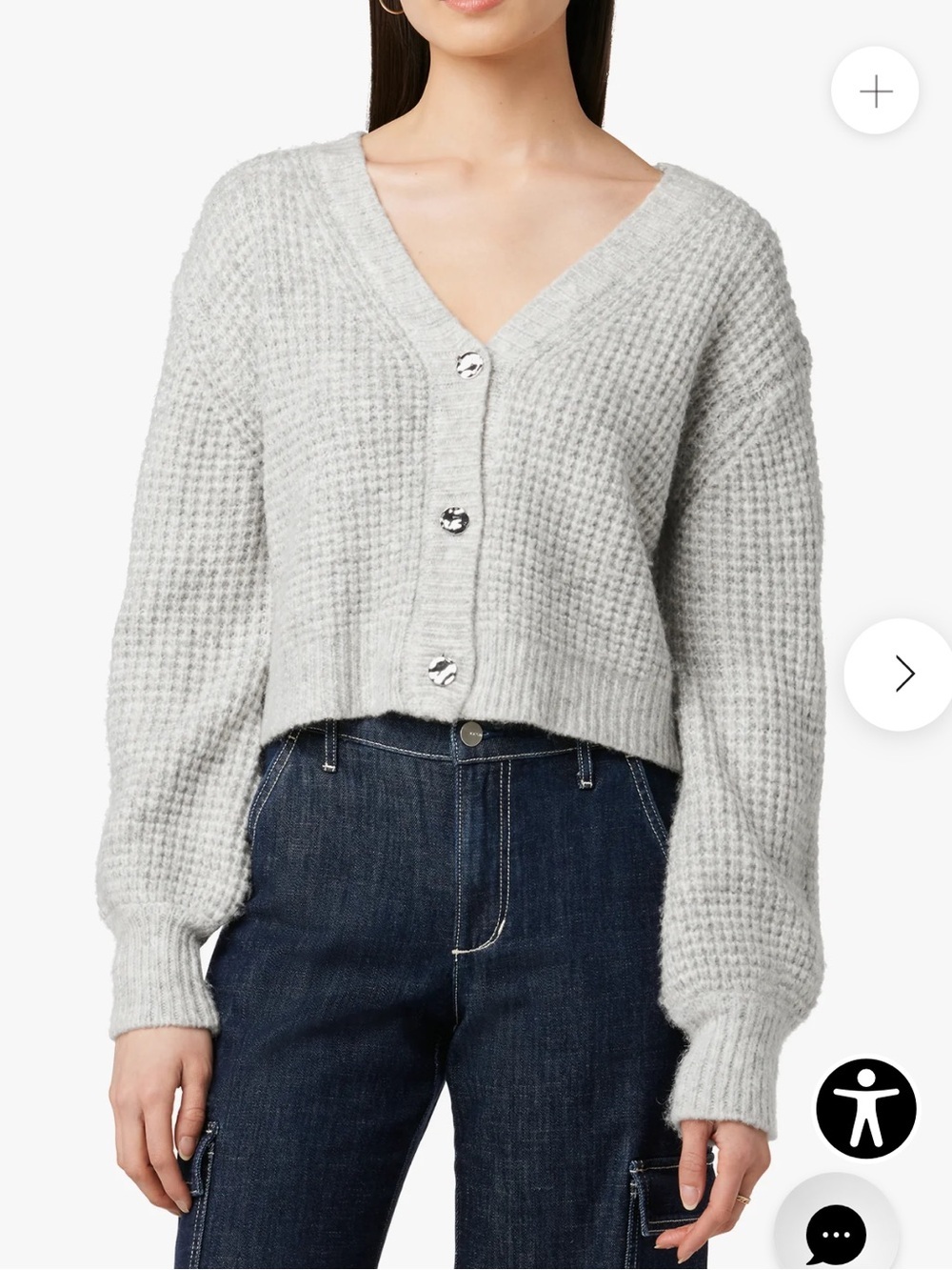 Joe's Jeans Elliot Shrunken Cardigan Heather Grey Size Extra Small